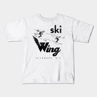 Vintage Defunct Ski Wing Allegany New York Kids T-Shirt